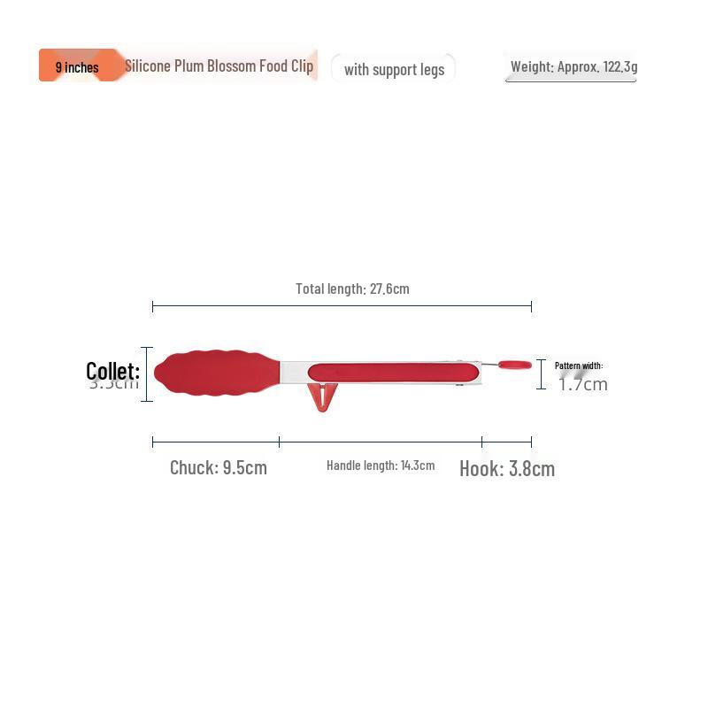 Silicone Stainless Steel BBQ Food Tongs - High Temperature Resistant Kitchen Tool