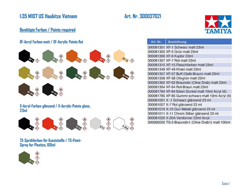 Tamiya Italeri Series US Army Cannon M107 Vietnam War Plastic Model 37021 1/35 No.21 Self-Propelled