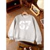 Kids Unisex Crewneck Sweatshirt, Minimalist Block Split 67 SIX SEVEN White Print Long Sleeve Pullover, Soft Fleece Sweatshirts for Boys Girls Ages 4+