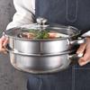 Stainless Steel Double-layer Steaming Pot, Soup Steaming Dual-purpose Pot with Steaming Basket, Thickened 28CM Steaming Pot