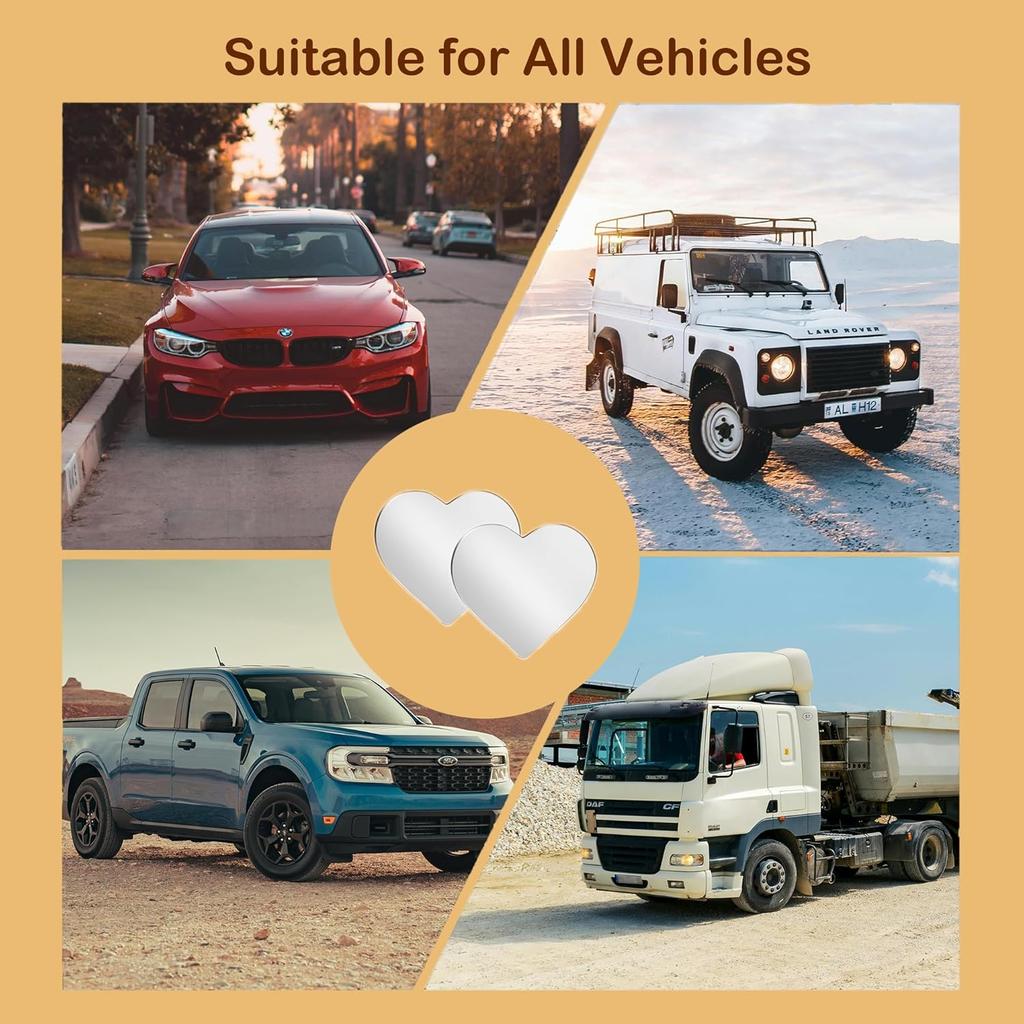 Blind Spot Mirror 2 Pack Heart Shaped Car Side Blindspot Mirrors, Removable Wide Angle Mirrors Adjustabe Frameless Convex Rear View Mirror Funny Car
