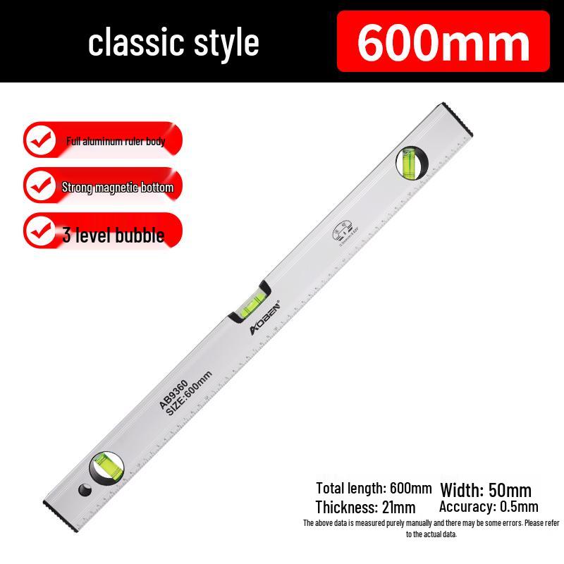High Precision Mini Spirit Level with Strong Magnet, Multifunctional Aluminum Alloy Ruler