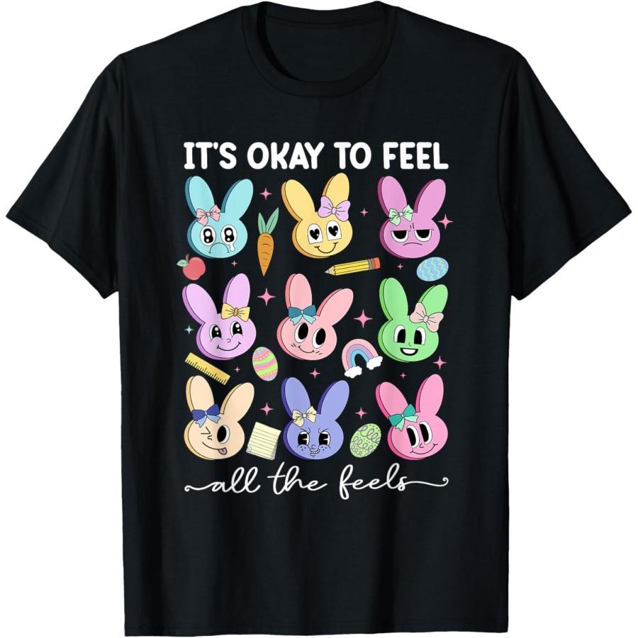 It s Okay To Feel Teacher School Counselor Easter Day Bunny T-Shirt XXXXXL чёрный