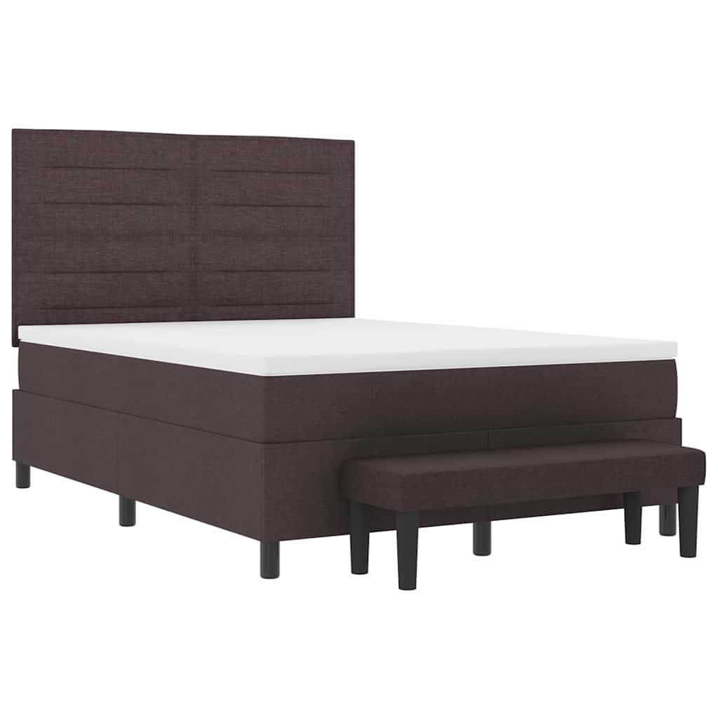 Boxspring Bed with Headboard Dark Brown 140 x 200 cm Fabric