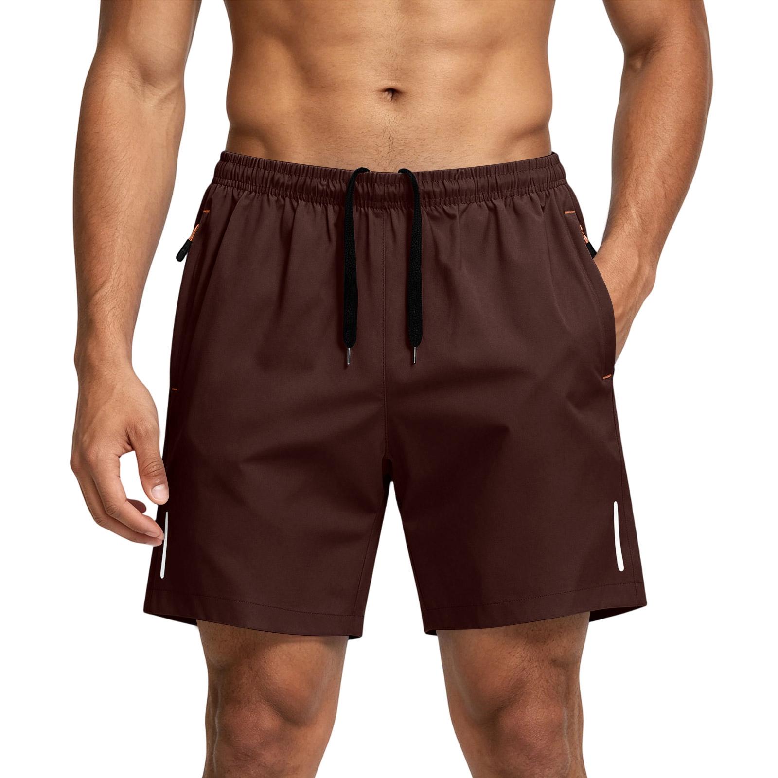 DXH Heren Grote Maten Zomer Sneldrogende Strandshorts Casual 5 Inch Sportshorts Lichtgewicht Ademend Elastische Tailleband Trekkoord L