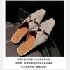 Fashion Women's Slippers Square Toe Metal Decoration Square Heel Women's Mules Leisure Daily Cover Toe Sexy Zapatillas De Mujer