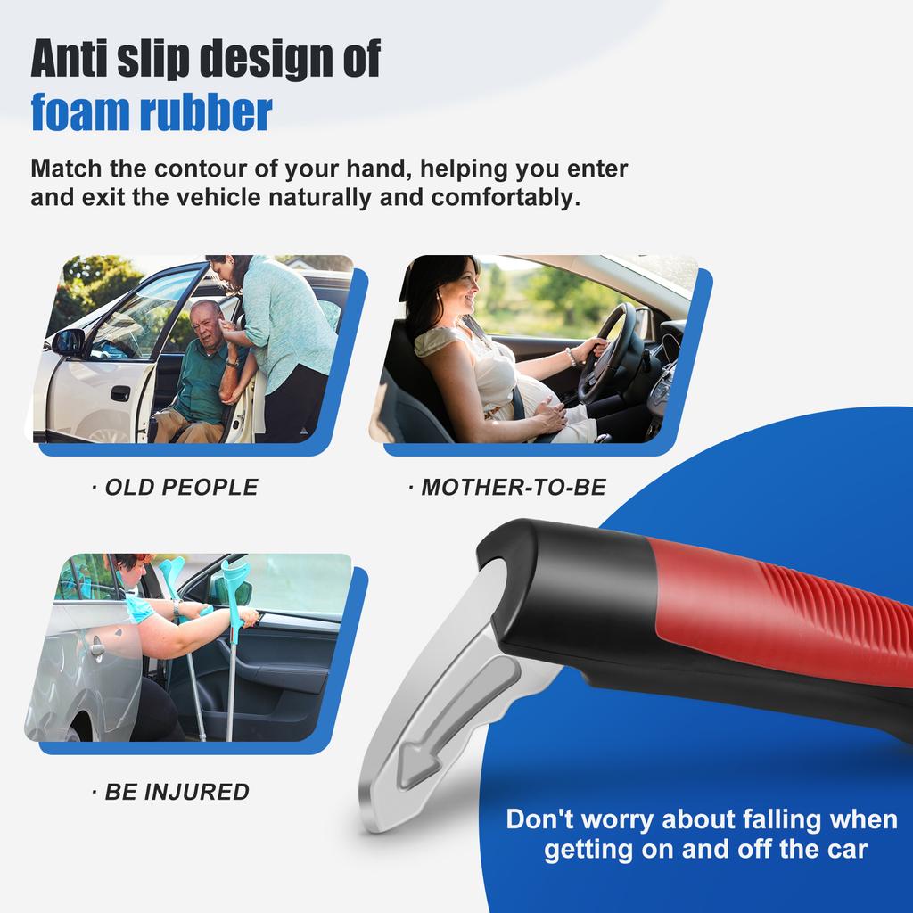 4Pcs Car Door Assist Handle for Elderly Window Breaker 2In1 Multifunctional Car Handle Assist Lightweight Car Door Latch Handle