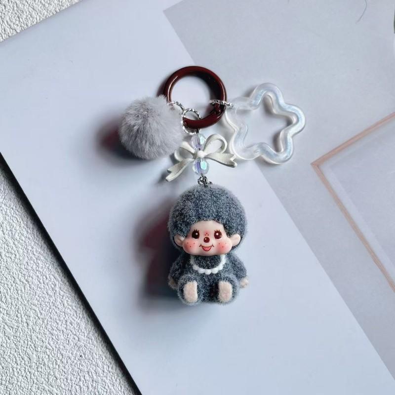 Cartoon Plush Monchhichi Keychain Pendant Cute Plush Monkey Pendant Phone Chain Decoration Monchhichi Mini Plush Bag Pendant