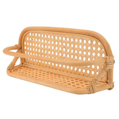 Rattan Wall Shelf Hand Crafted Durable Natural Rattan Hanging Rack Wall Storage Shelf for Bathroom