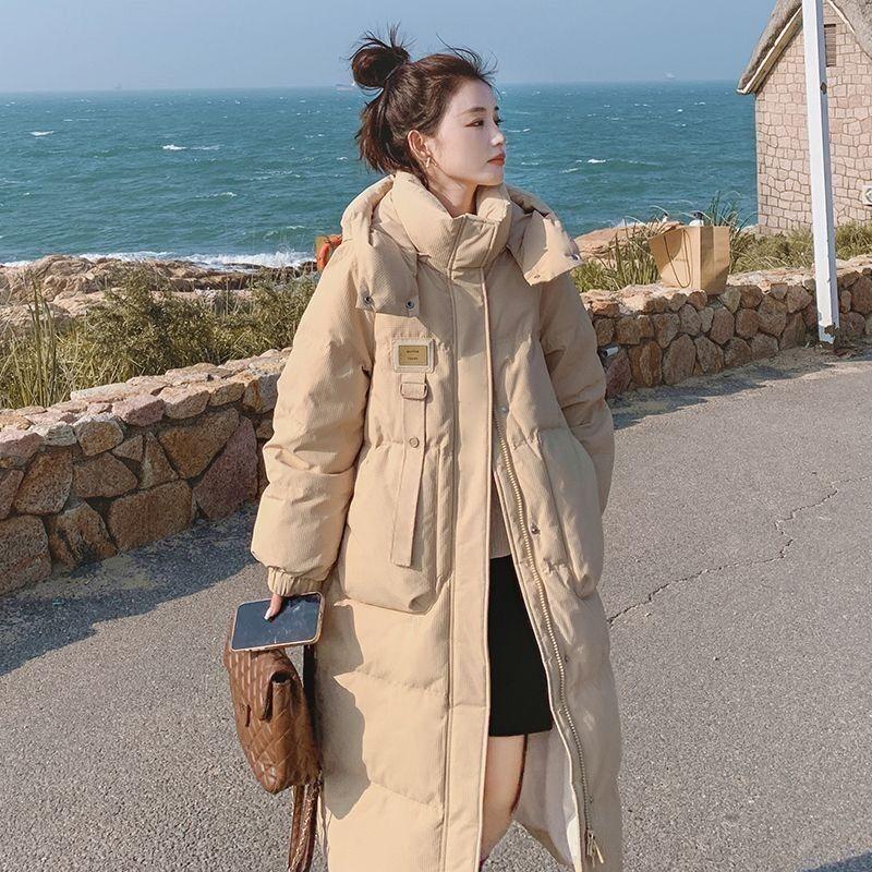 Anti-season Down Padded Jacket Women's Mid-long Winter Padded Jacket Thickened Over Knee Bread Jacket Hooded Padded Jacket