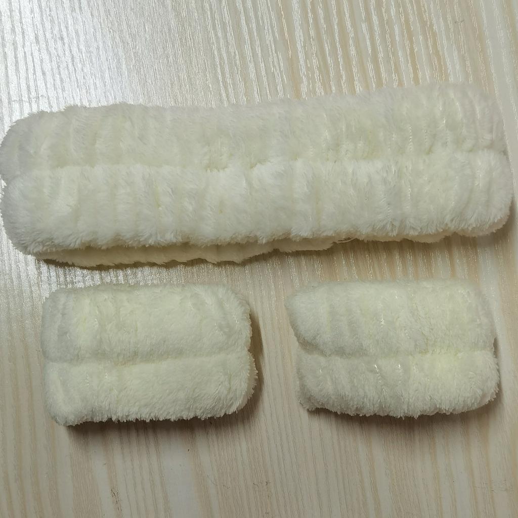3 Bucăți Modă Brățări de Spălat pentru Încheietură Scrunchies Bandă Pufosă pentru Cap Spa Coral Fleece Bandă pentru Cap pentru Spălat Fața Machiaj Duș Îngrijirea Pielii