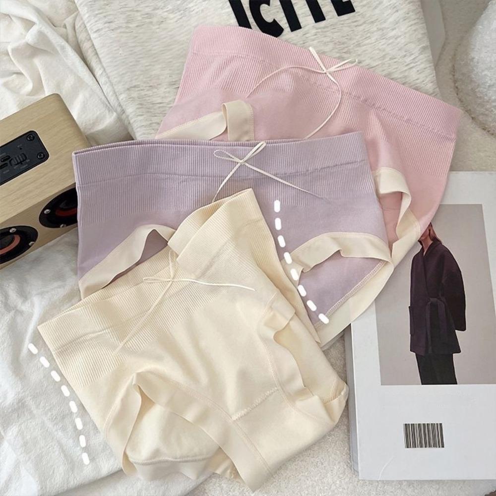 

5 шт. нижнего белья с оборками, трусы с низкой талией и бантом, дышащие женские трусики, комплект для ежедневного спорта 5Pcs Random Colors