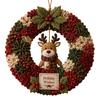 Tree Poke Art Wreath DIY Christmas Kit, 3D Fabric Santa Snowman Elk Xmas Party Set, Holiday Front Door Decor Crafts Beginner Friendly