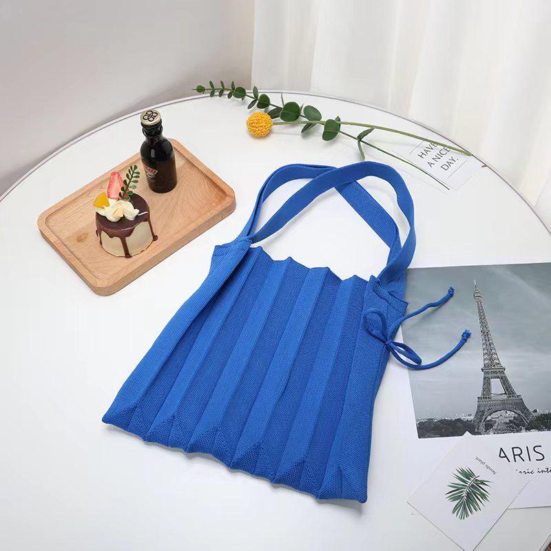New Korean Style Pleated Knitted Shoulder Handbag for Women