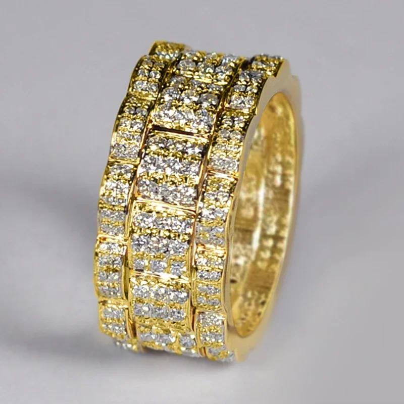 Opulent Rings with Sparkling Cubic Zirconia Noble Gold Color Finger Accessories for Women Bright Jewelry for Engagement