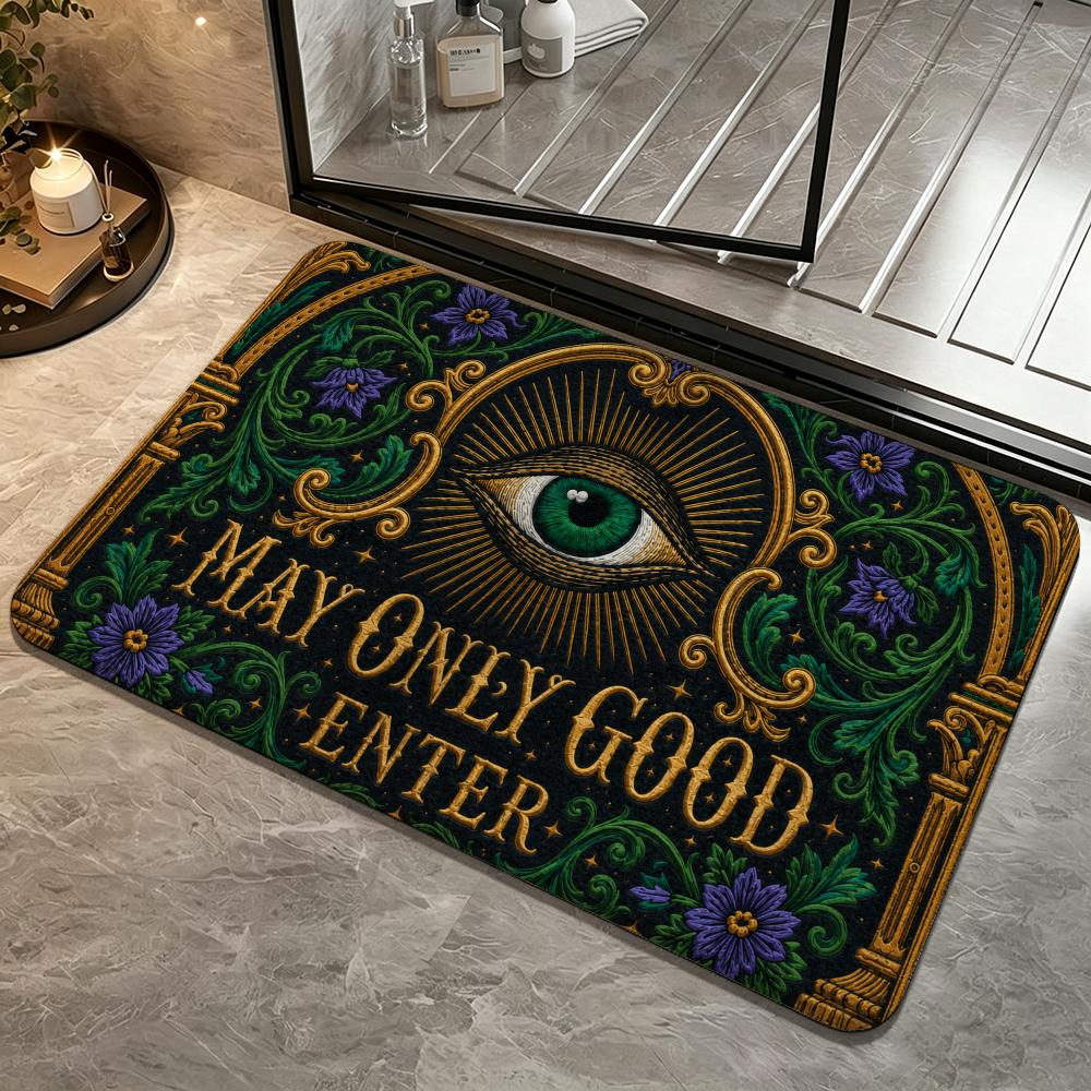 Böser Blick Vintage Kork Fußmatte Druck Bodenmatte Schlafzimmer Teppich, Badezimmer Fußmatte, Fußmatte, Rutschfest Saugfähig Vielseitig