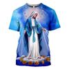 3DT Shirt Digital Printing Jesus Cross T-Shirt Casual Round Neck Men's Short Sleeve