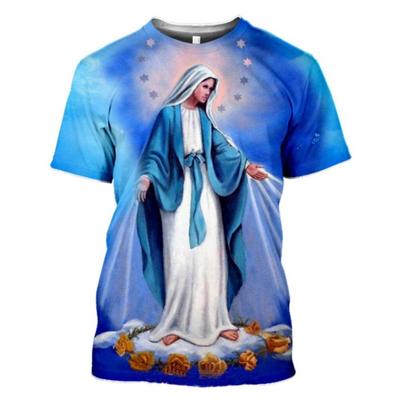 3DT T-Shirt Digitaldruck Jesus Kreuz T-Shirt Lässig Rundhals Herren Kurzarm