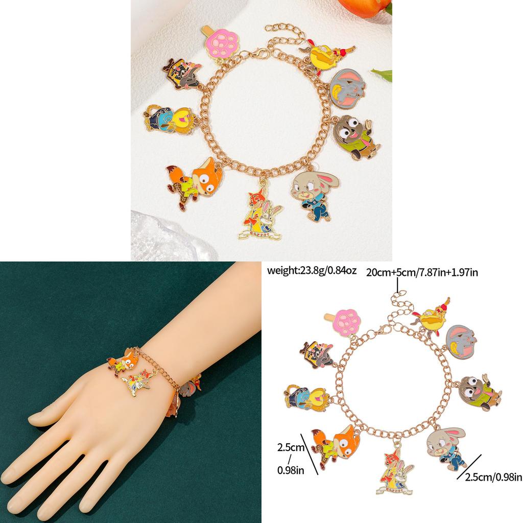 Bracelet Charmant Dessin Animé Zootopie Avec Pendentif en Alliage de Zinc Pour Cadeau de Voyage