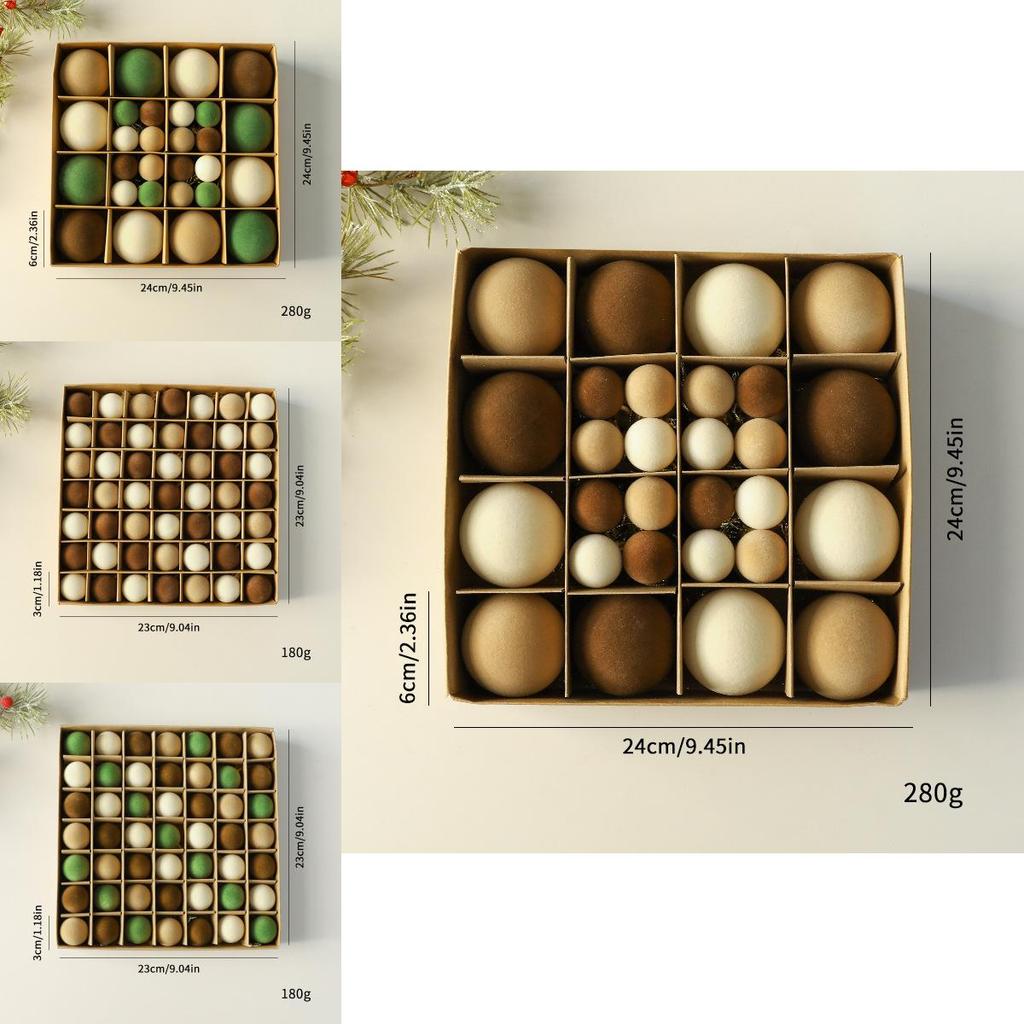Christmas Tree Decor Flocking Balls Set With Multiple Colors For Holiday Festivities