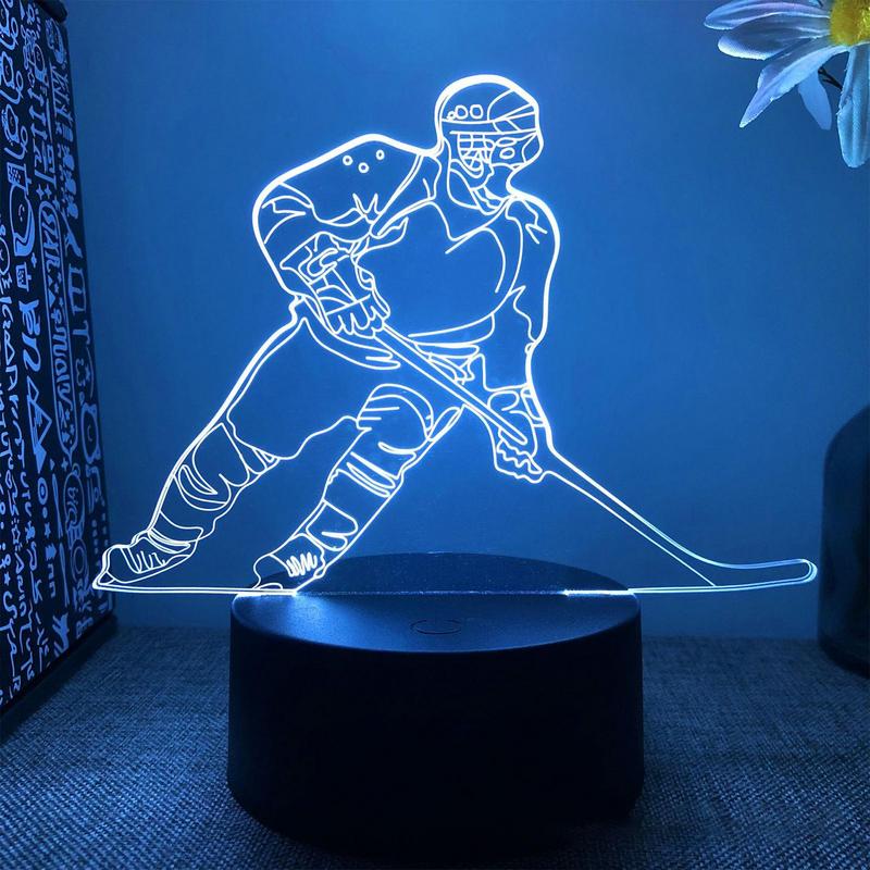 Acryl Eishockeyspieler Touch Control Tisch Nachttischlampe Kreative Nachttisch Leseleuchte Weiches Leuchtlicht für Haus Schlafzimmer Dekoration