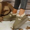 Neue Damen Schuhe Slipper Damen Stiefel Winter Runde Zehenpartie Einfarbig Wildleder Plüsch Warm Mittelhoch Absatz Schneestiefel Schwarz Botas Mujer