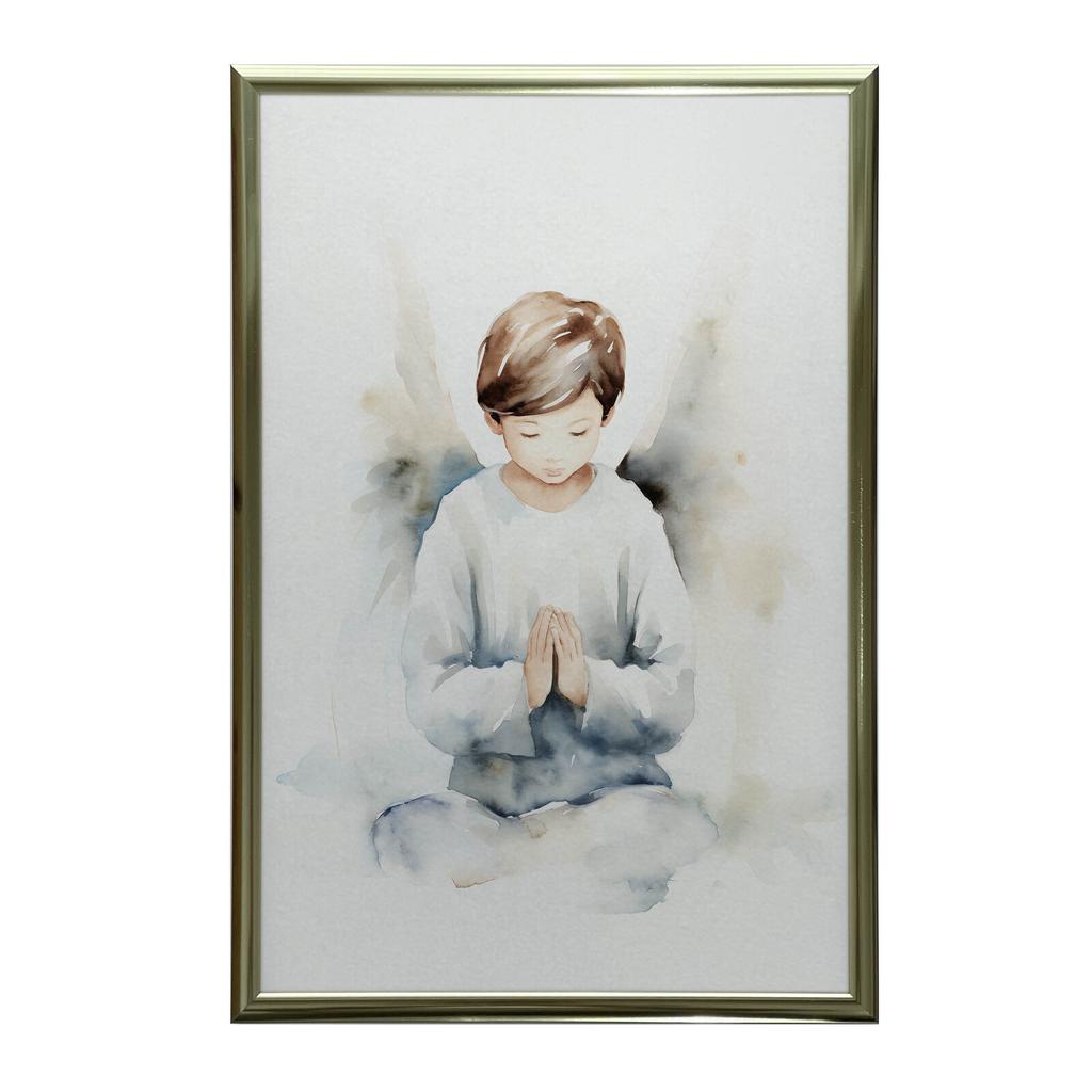 Angelic Prayer of a Boy Angelic Prayer of a Boy, 40X50 Cm, Gold Aluminum Frame, 230 Gsm Matte Paper