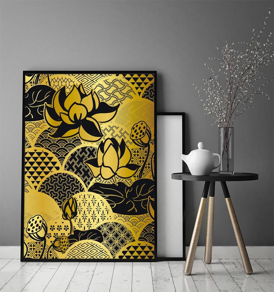 Obraz plakat w ramie 53x73 cm złoty p1877