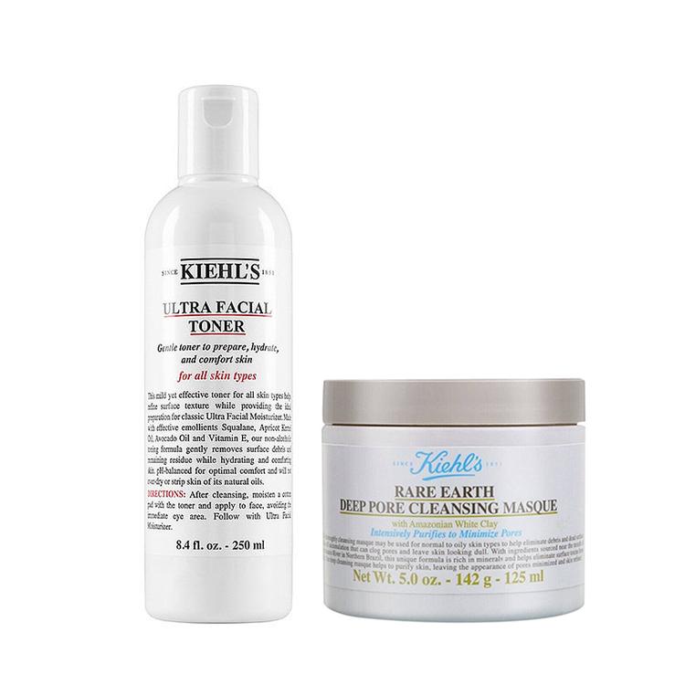 

Kiehl s White Rare Earth Deep Pore Cleansing Masque And Ultra Facial Toner Set Cleansing Mask 125ml + Toner 250ml