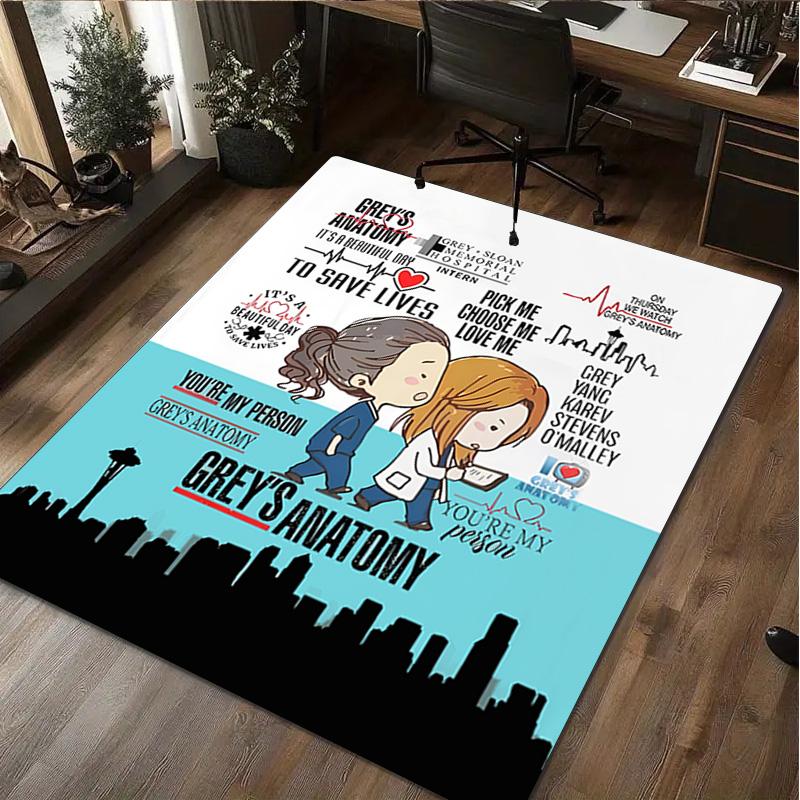 1Pc Grey's Anatomy Print Rug - Home Decoration Carpet For Living Room Bedroom Flooring Computer Chair Area Rug