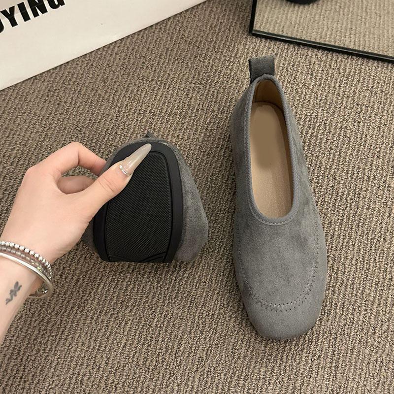 Fashion Comemore Women Flats Casual Retro Round Head Loafers Shoes Women Solid Suede Slip On Ladies Single Shoes Soft-soled Mocasines
