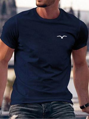 T-shirt Seagull pour homme, grand badge fantaisie, haut de casino à manches courtes, nouveaux vêtements de rue classiquesT-shirt.