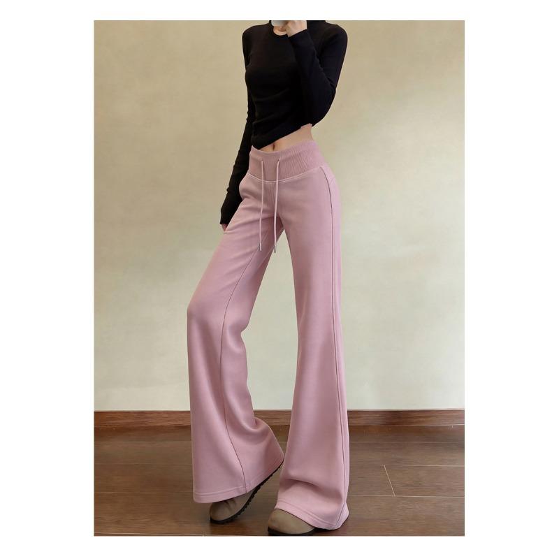 Micro-pull Sweatpants Women's Spring and Autumn Models New High-waisted and Thin Flared Pants Casual Sweater Pants