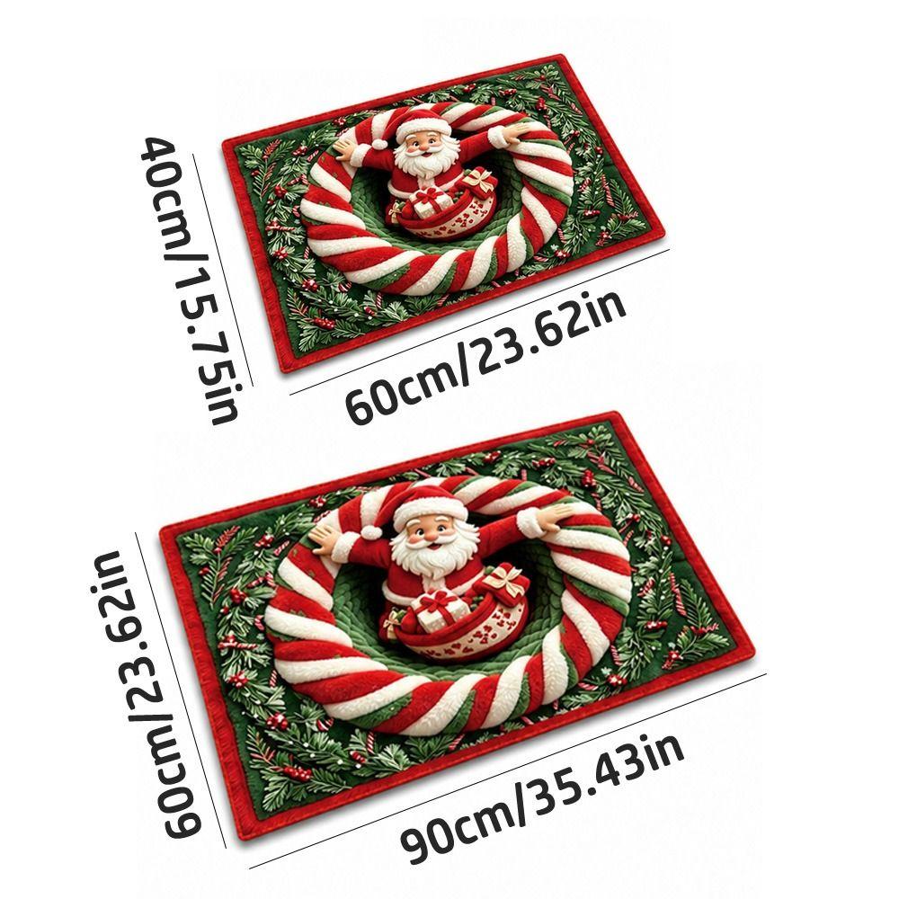 2D Flat Santa Door Mat Faux Cashmere Christmas Bath Mat Decorative Floor Rug  Christmas Home Decor