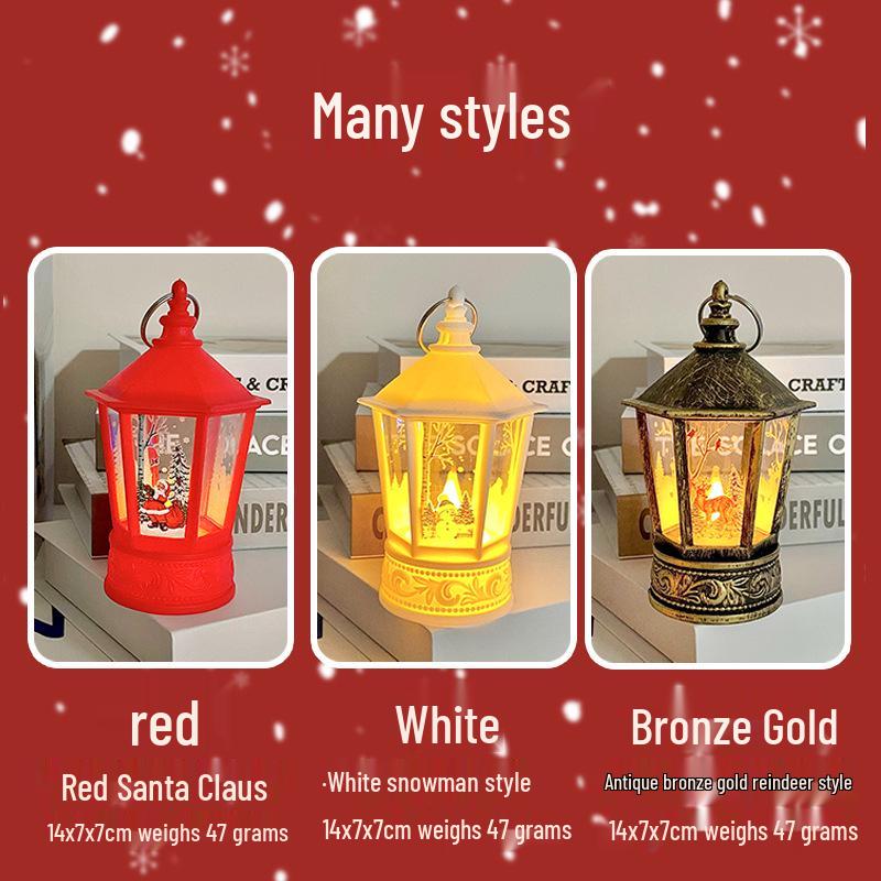 Weihnachts-LED-Windlaterne Kerzenlampe - Retro Tragbare Dekoration Ornament