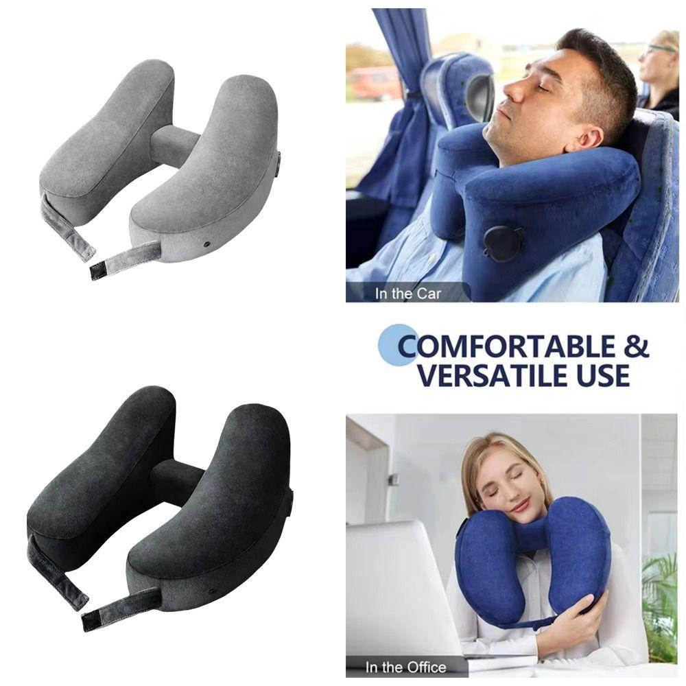 Storage Bag Travel Neck Pillow Soft Velour Cover H-Shaped Neck Pillow Neck Support Pillow  Car Use