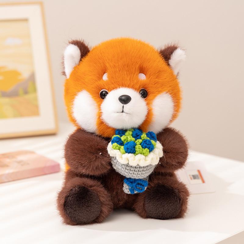 Very Treasure Raccoons And Groundhogs Plush Toy With Embracing Flower Design For Kids Gift Collection