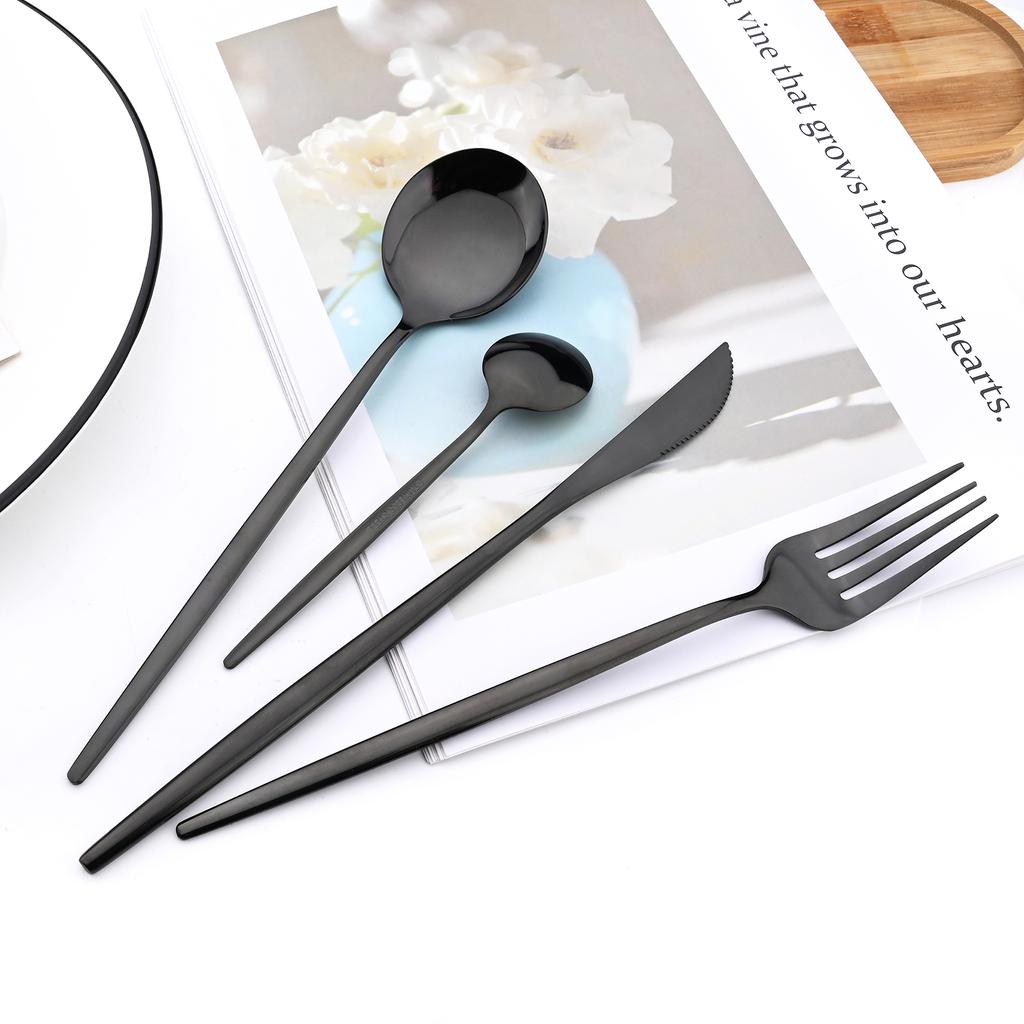 Dinnerware Set Mirror Rose Knife Fork Tea Spoons Tableware Cutlery Set Stainless Steel Silverware Flatware Kitchen Dinner Set