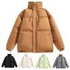 Men's Casual Solid-color High-neck Zipper Cotton-padded Jacket, Men's Thickened Cotton-padded Warm Bread Jacket Jacket