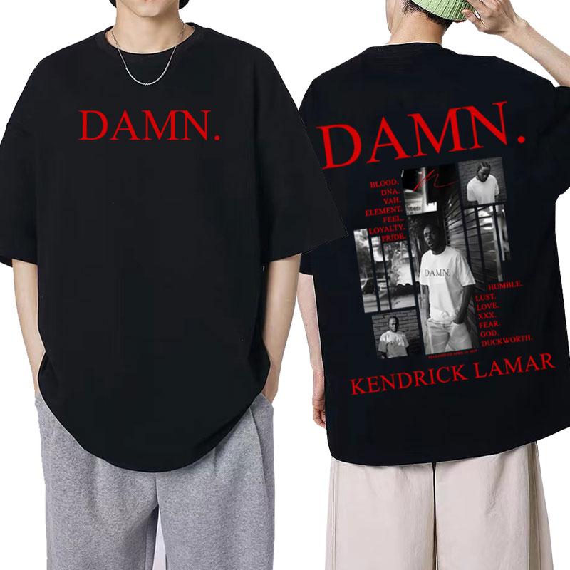 Rapper Kendrick Lamar DAMN Album Grafik T-Shirt Herren Damen Hip Hop Mode T-Shirts Freizeit Vintage Baumwoll-T-Shirt Streetwear