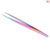 1Pc Multicolor  Stainless Steel Eyelashes Tweezers Curved Straight For Eyelash Tongs False Clip Professional For Lashes Extension Tools