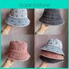 Sunshade Bucket Summer Hat Cotton Denim Material And Embroidered Cartoon Women