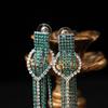 Retro Rhinestone Long Fringed Stud Earrings Fashion Style Queen Trend Earrings Light Luxury Design Fashion Earrings