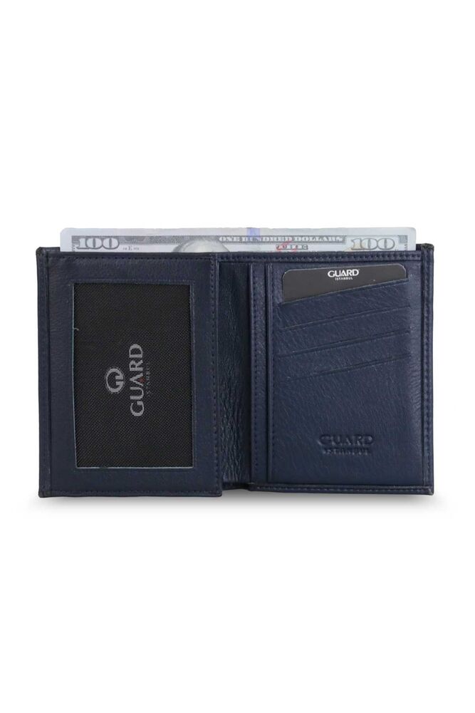 Guard Navy Blue Leather Men's Wallet with Cross Card Compartment