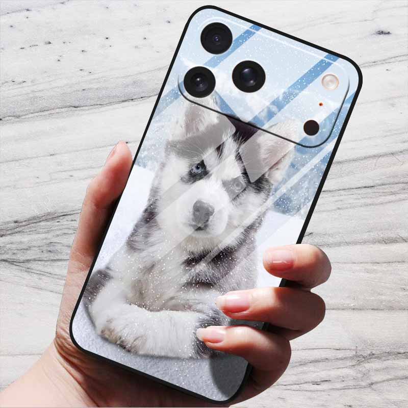 Cute Case For iPhone 17 Pro Plus Capa 17 Pro Max Bumper Luxury Tempered Glass Hard Back Cover iPhone17 Air Funda Animal Patterns
