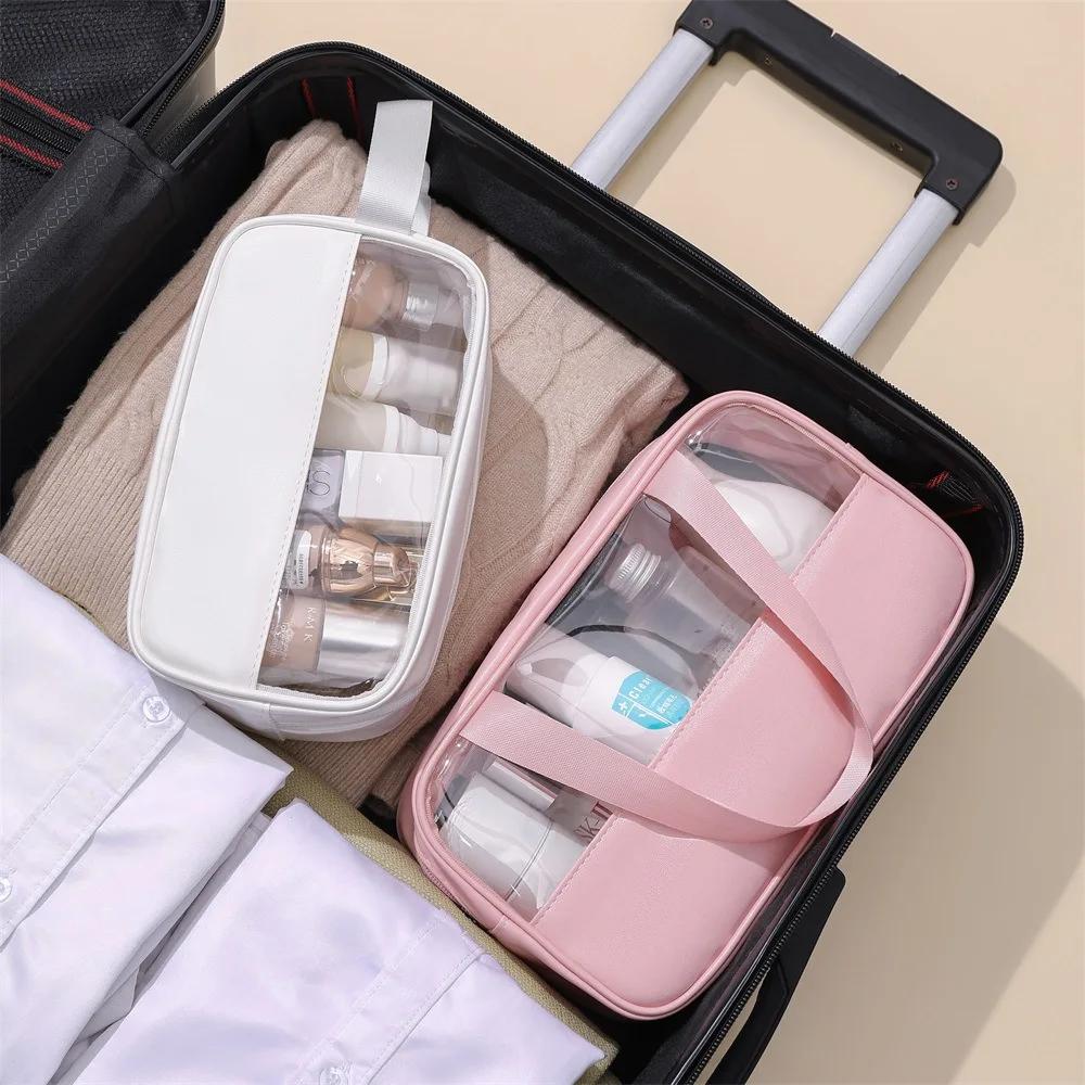 Waterproof Makeup Toiletry Bag PVC Travel Organizer with Handle Cosmetic Pouch Shower Carry Case Portable Storage