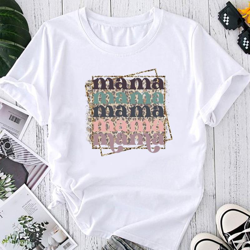 Asiatisk Størrelse-Trykt Grafisk T-skjorte Leopard Mamma Mamma Stil Trend 90-talls Uformelle Dameklær Sommertopp Damer Dame T Mote Kortermet T-skjorte