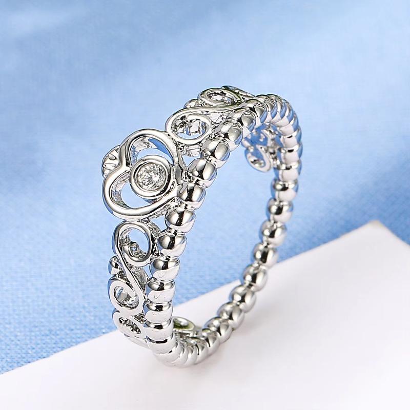 hot selling silver jewelry Thai silver ring European and American fashion crown ring retro ring 8&Platinum Plated белый