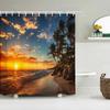 Seaside Scenery 3d Printed  Polyester Shower Curtain Wooden Bridge Nature Fabric Waterproof Bathroom Curtain for Bathtub