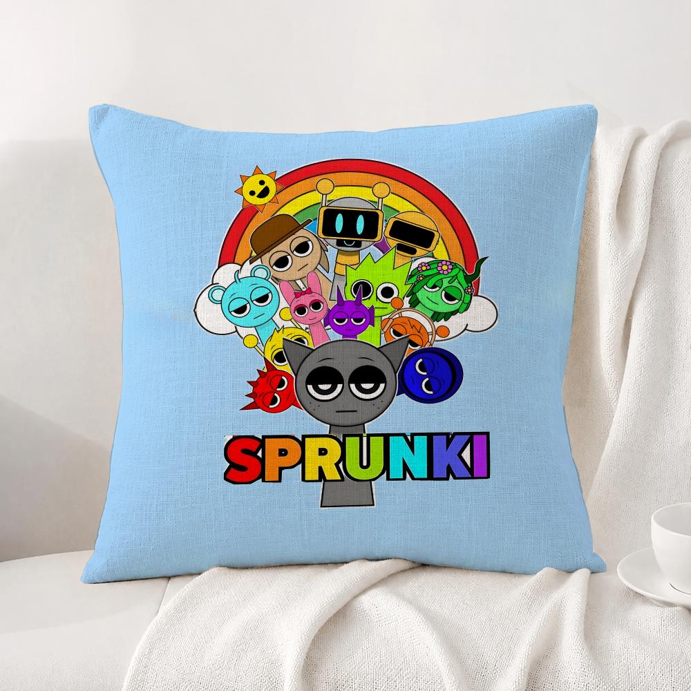 Game Sprunki Cushion Cover Natural Linen Pillowcase Set AllinOne Decor Cushion Cover for Sofa Bedroom Chair
